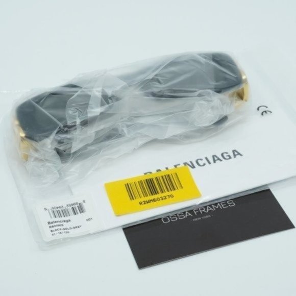 💯 NEW BALENCIAGA BB0096S 001 BLACK GREY UNISEX SUNGLASSES - Picture 9 of 11